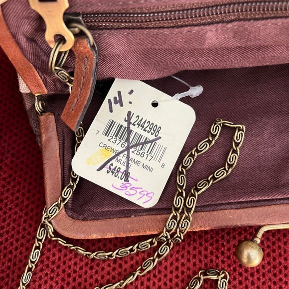 FOSSIL Crewel Frame Mini Multicolor Kisslock Clutch Canvas Crossbody Purse - Picture 12 of 16